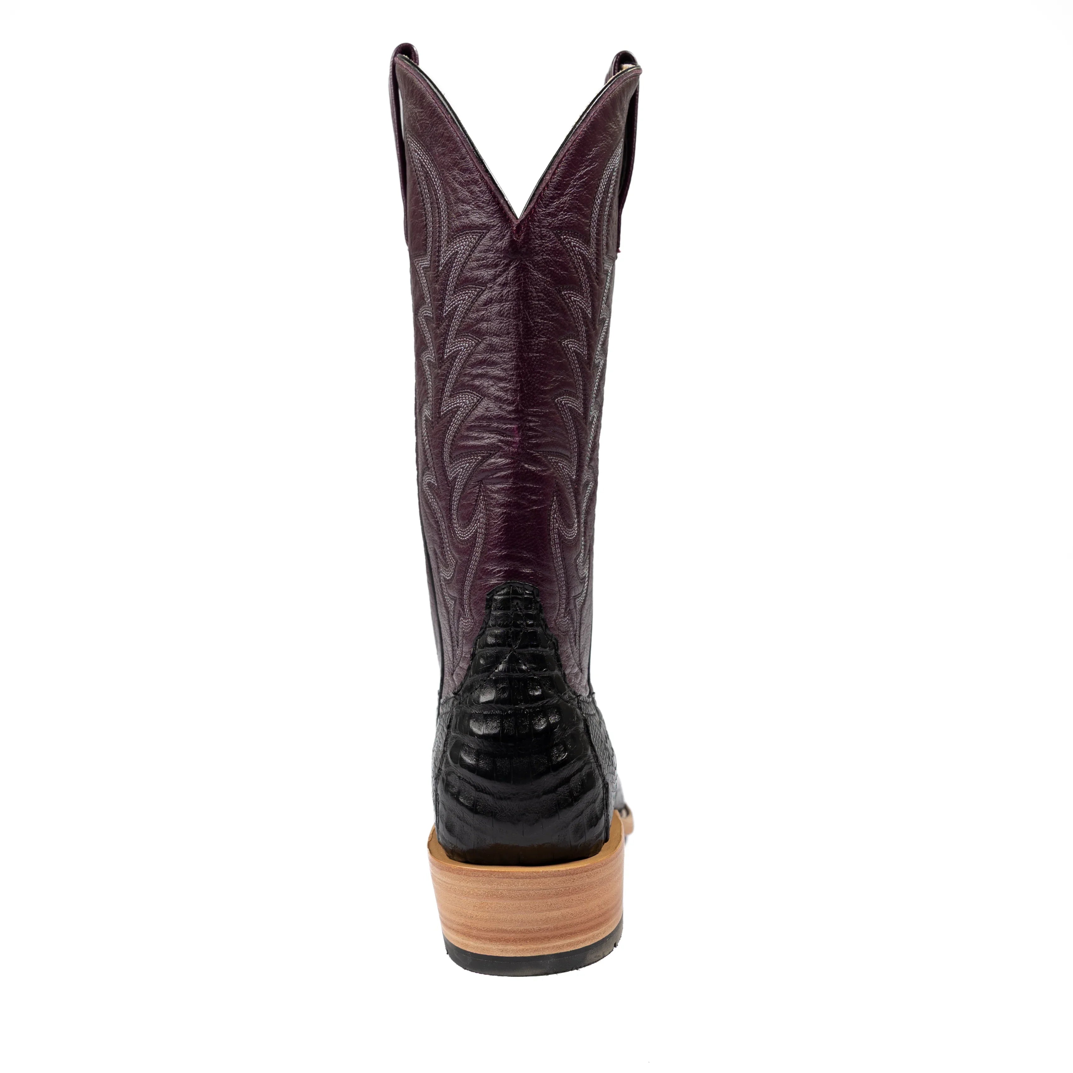 Men's Horse Power Top Hand Black Caiman Belly with 13" Violet Glossy Goat Top HP9513