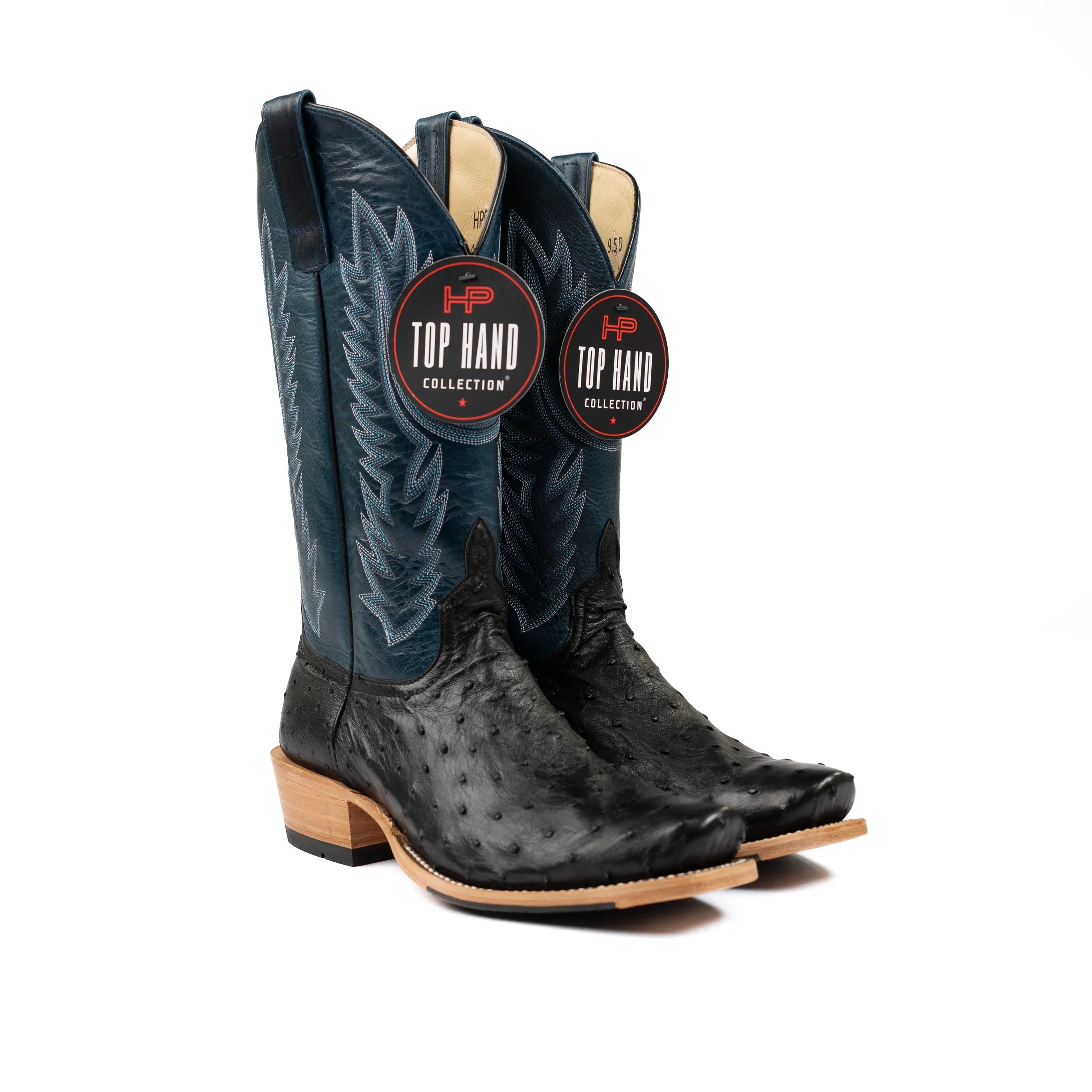 Men's Horse Power Top Hand Black Full Quill Ostrich with 13" Azure New Orleans Tops HP9533