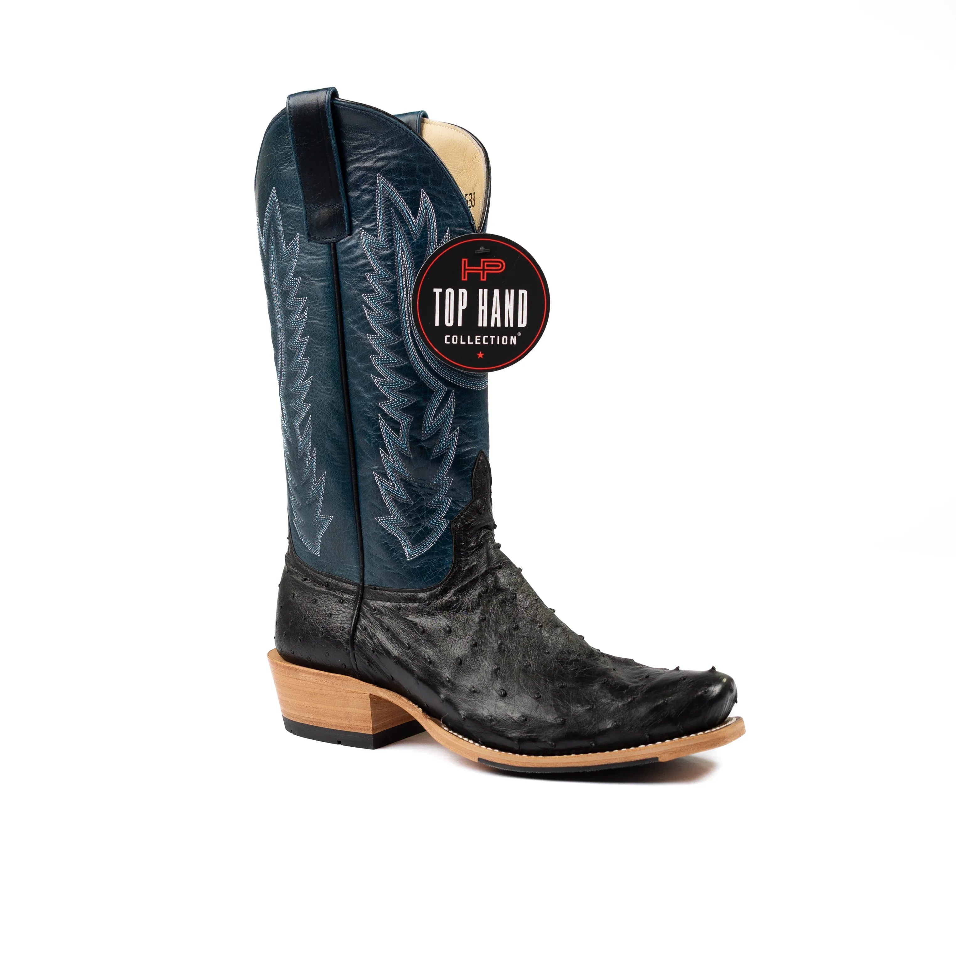 Men's Horse Power Top Hand Black Full Quill Ostrich with 13" Azure New Orleans Tops HP9533