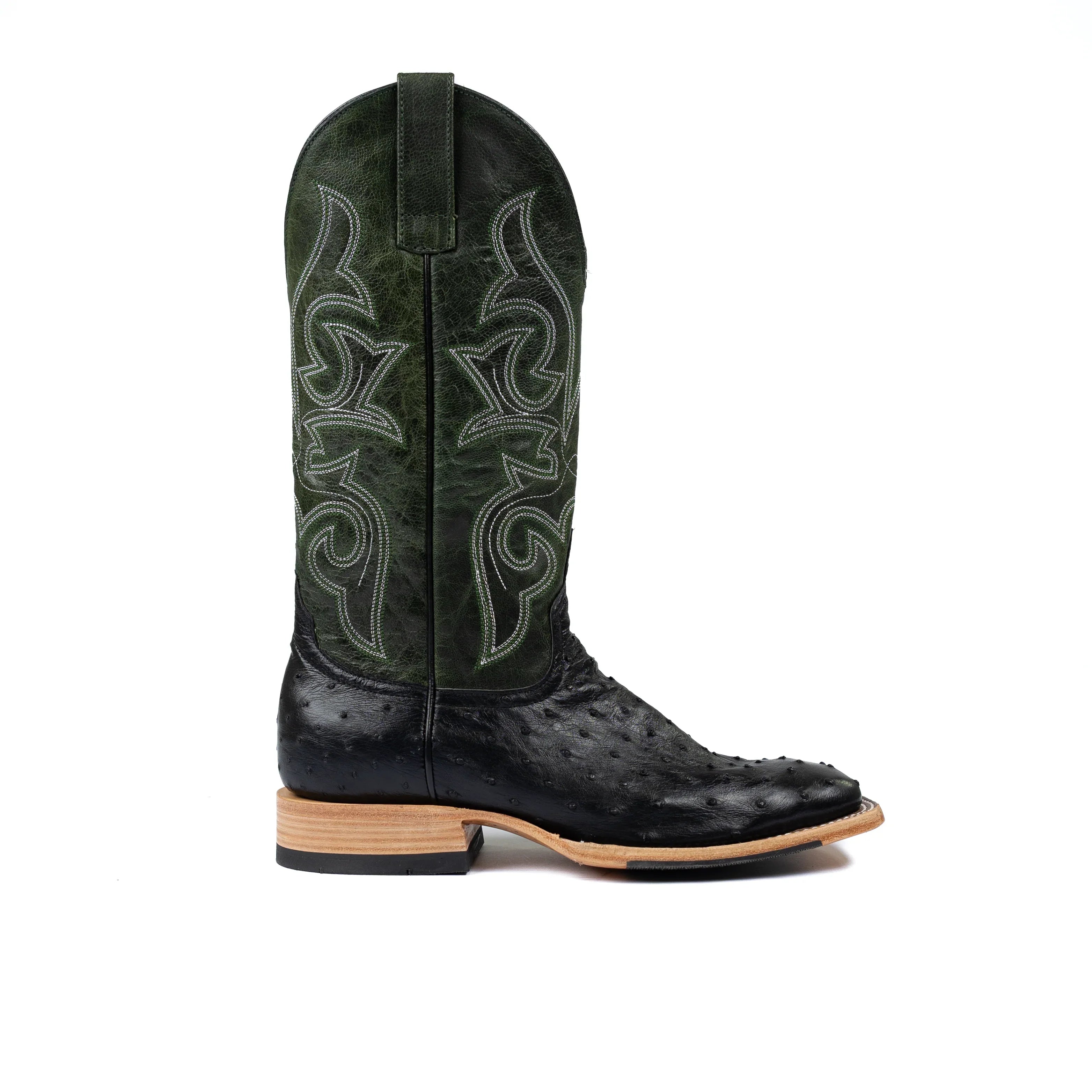 Men's Horse Power Top Hand Black Full Quill Ostrich with 13" Emerald Explosion Top HP8004