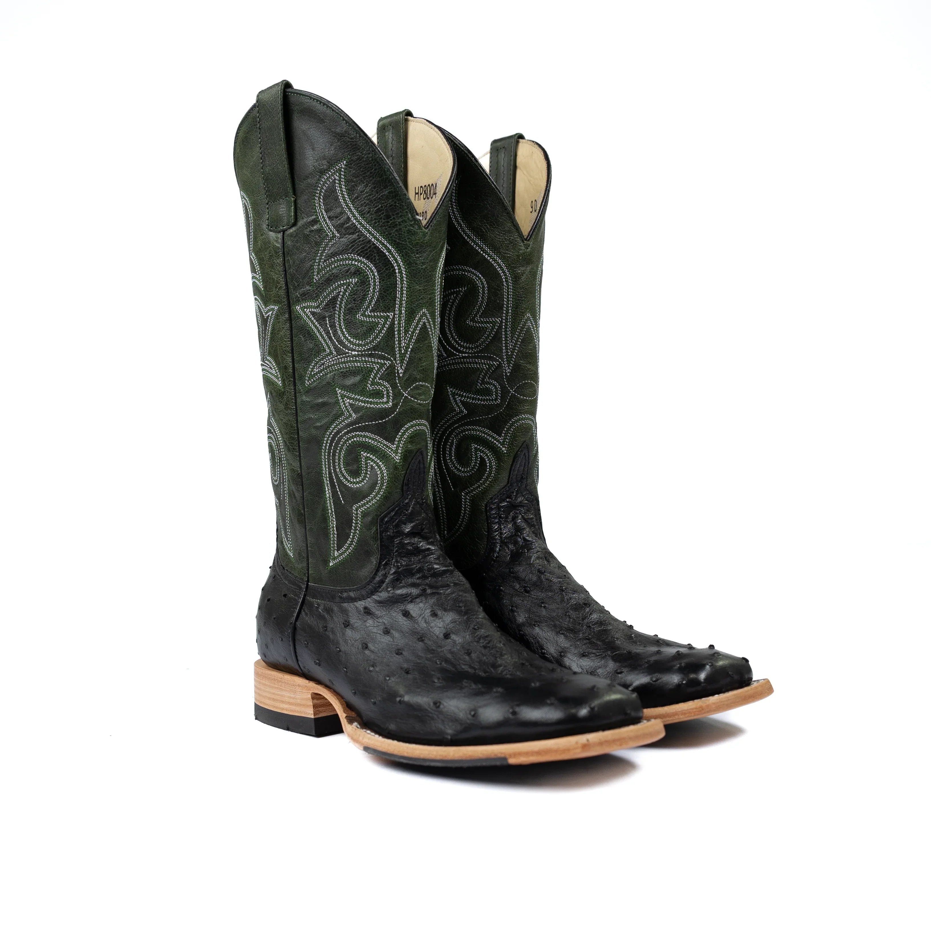 Men's Horse Power Top Hand Black Full Quill Ostrich with 13" Emerald Explosion Top HP8004