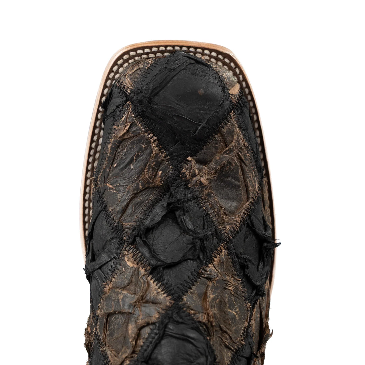 Men's Horse Power Top Hand Black Matte and Toast Big Bass Patchwork with 13" Chocolate Flynn Top HP8064