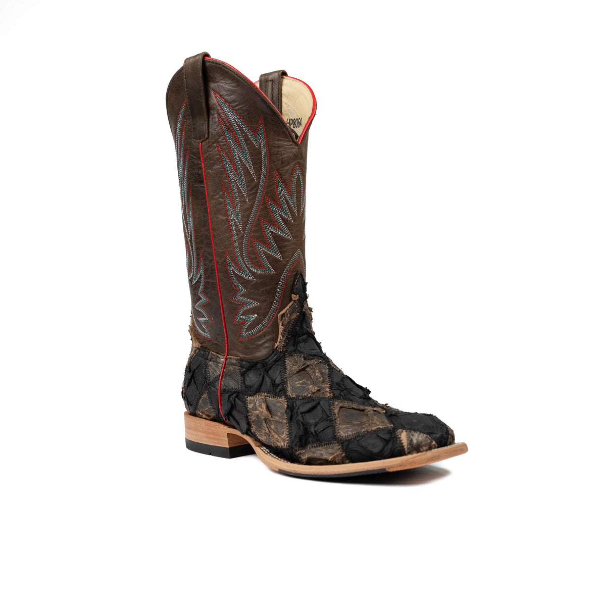 Men's Horse Power Top Hand Black Matte and Toast Big Bass Patchwork with 13" Chocolate Flynn Top HP8064