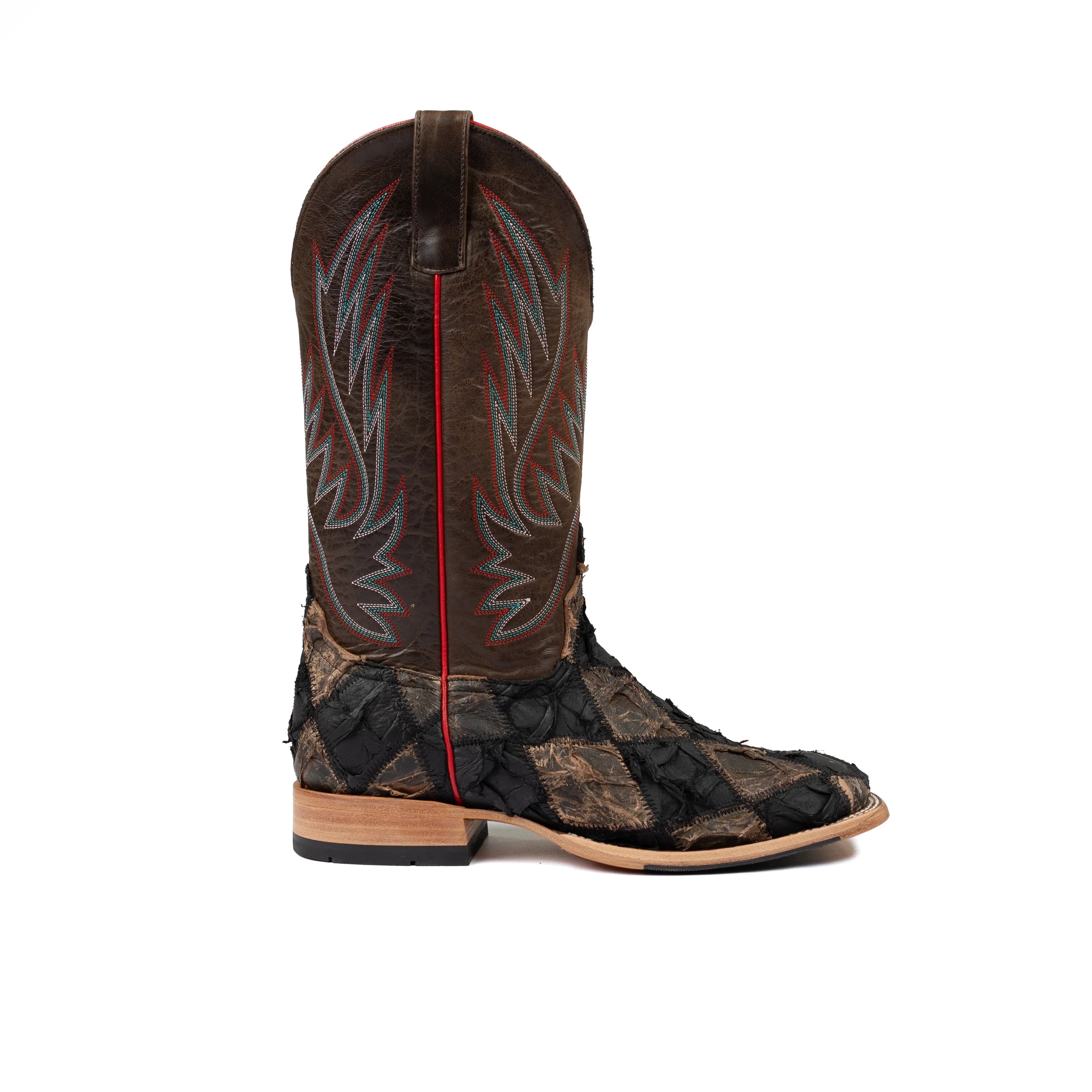 Men's Horse Power Top Hand Black Matte and Toast Big Bass Patchwork with 13" Chocolate Flynn Top HP8064