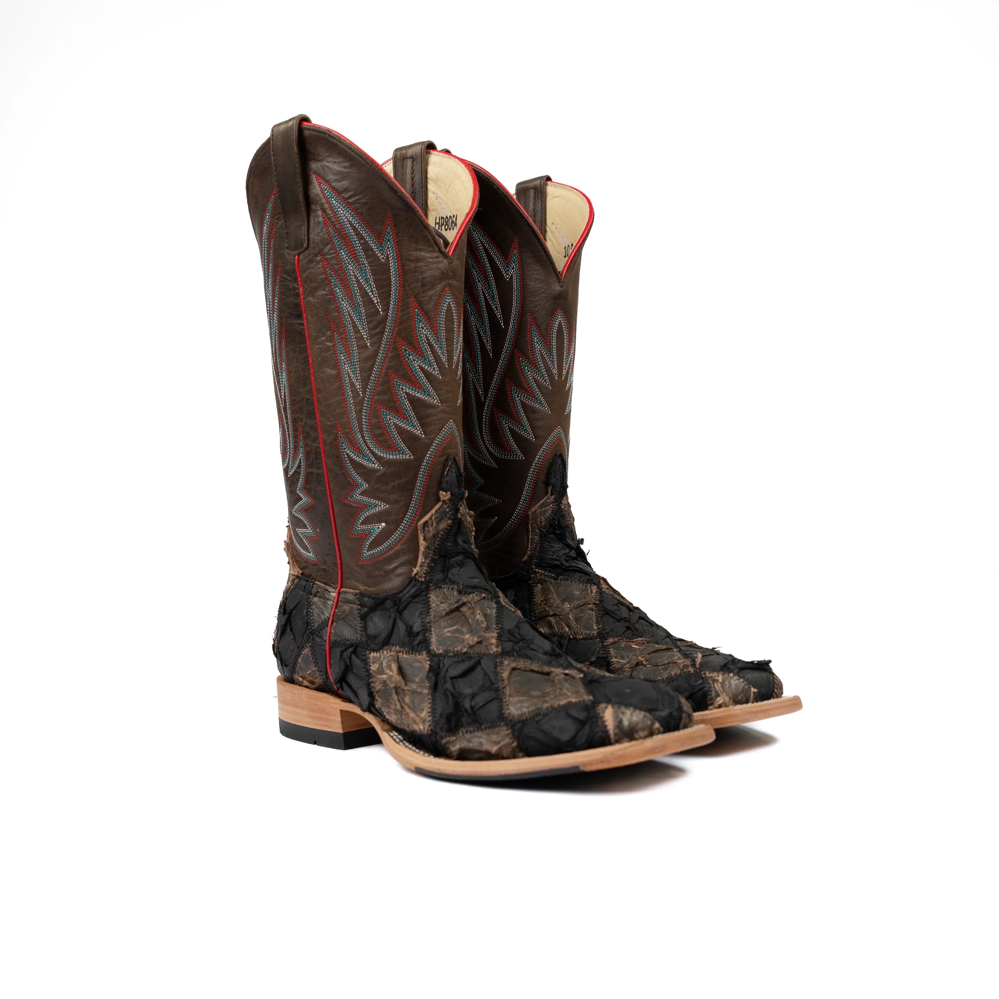 Men's Horse Power Top Hand Black Matte and Toast Big Bass Patchwork with 13" Chocolate Flynn Top HP8064
