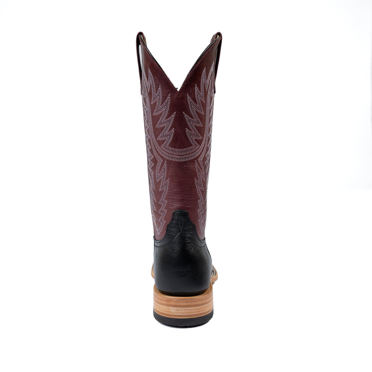 Men's Horse Power Top Hand Black Smooth Ostrich with 13" Maroon Top HP8010
