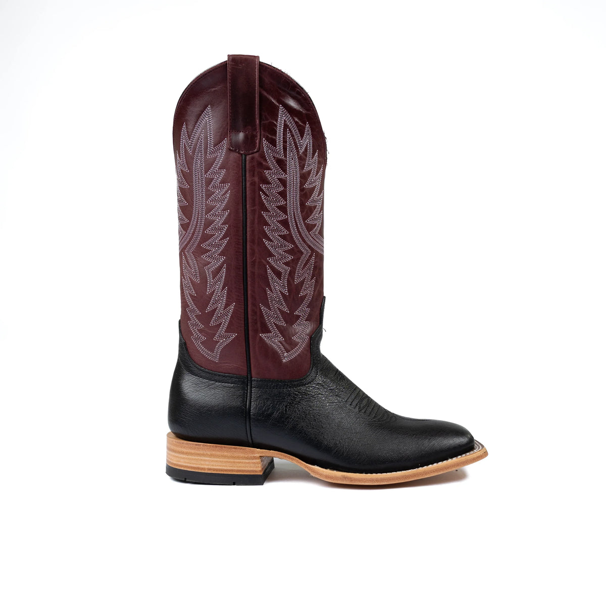 Men's Horse Power Top Hand Black Smooth Ostrich with 13" Maroon Top HP8010