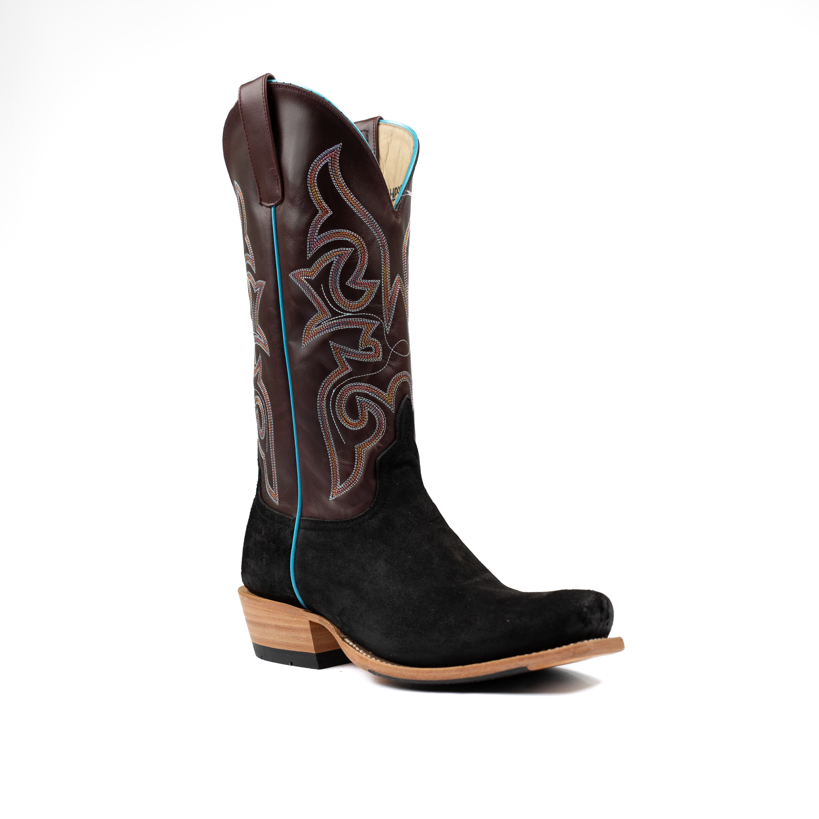 Men's Horse Power Top Hand Black Smooth Reverse Ostrich with 13" Wine Top HP9522