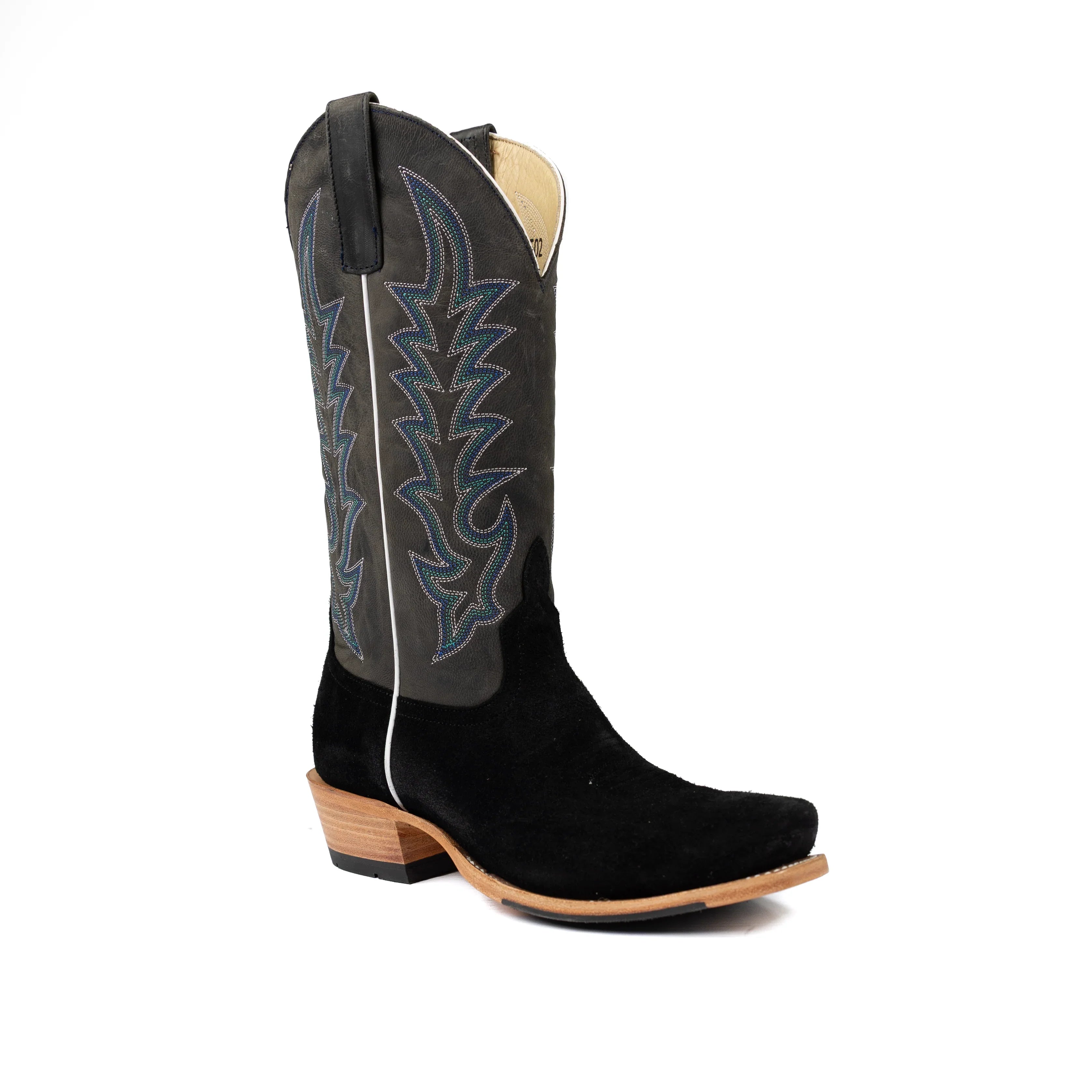 Men's Horse Power Top Hand Black Suede with 13" Dark Blue Goat Top HP9502