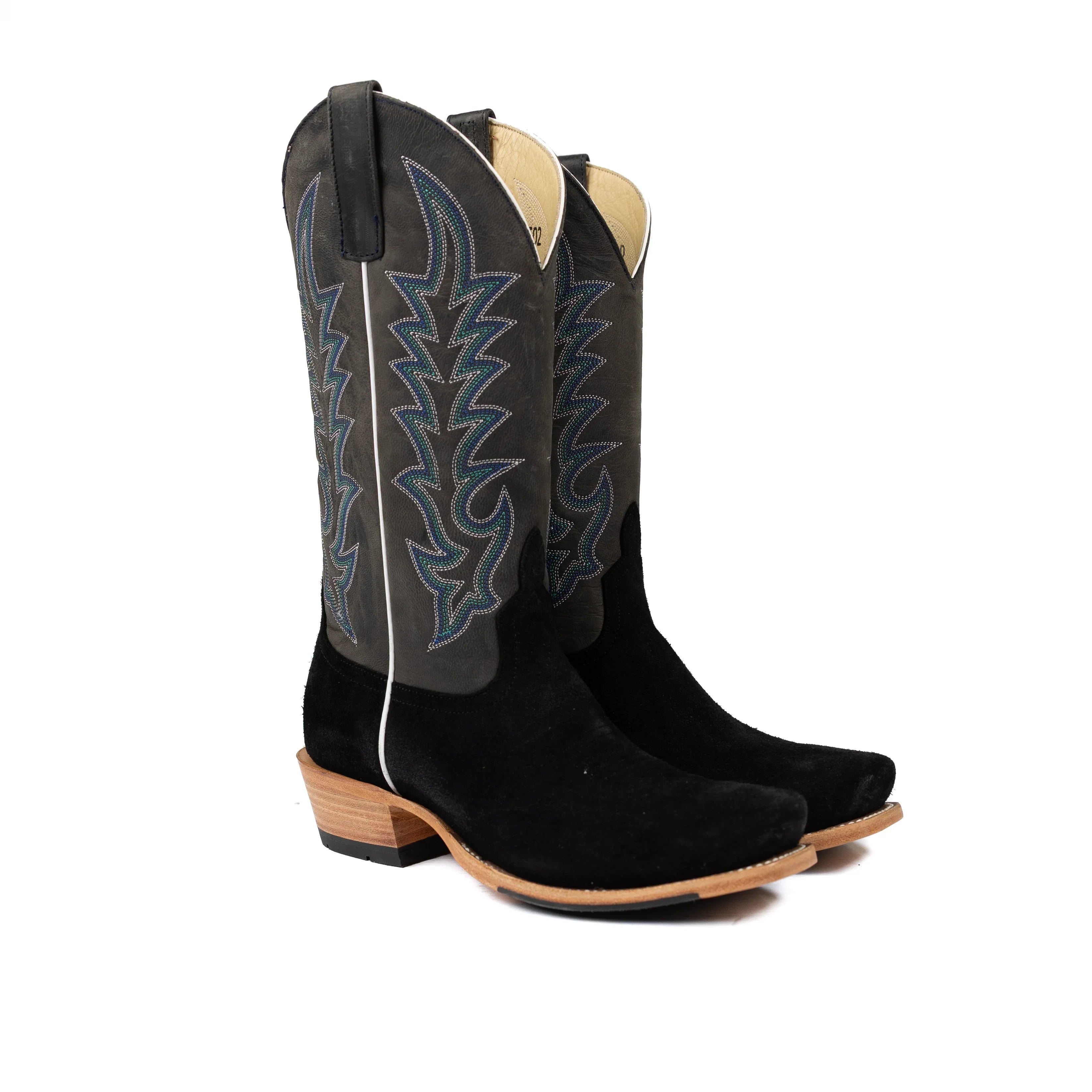 Men's Horse Power Top Hand Black Suede with 13" Dark Blue Goat Top HP9502