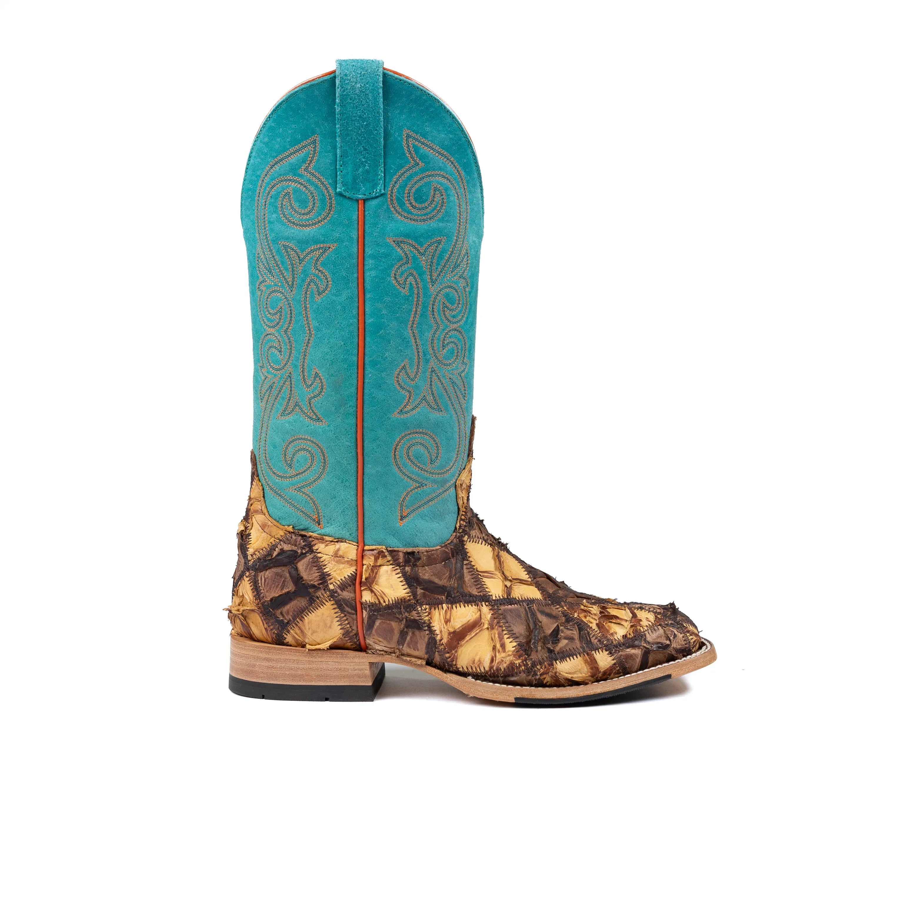 Men's Horse Power Top Hand Cigar Matte Big Bass Patchwork with 13" Turquoise Top HP8052