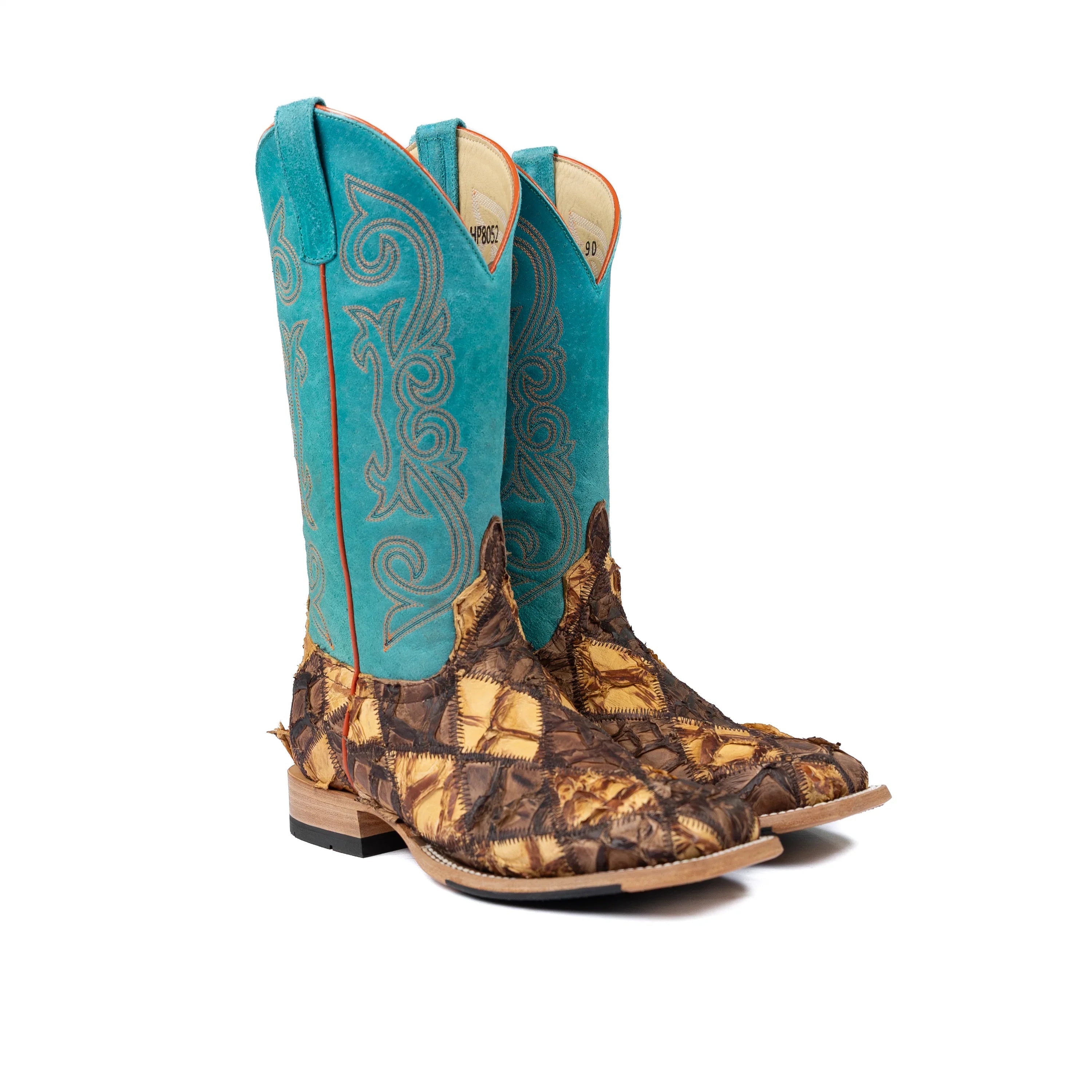 Men's Horse Power Top Hand Cigar Matte Big Bass Patchwork with 13" Turquoise Top HP8052