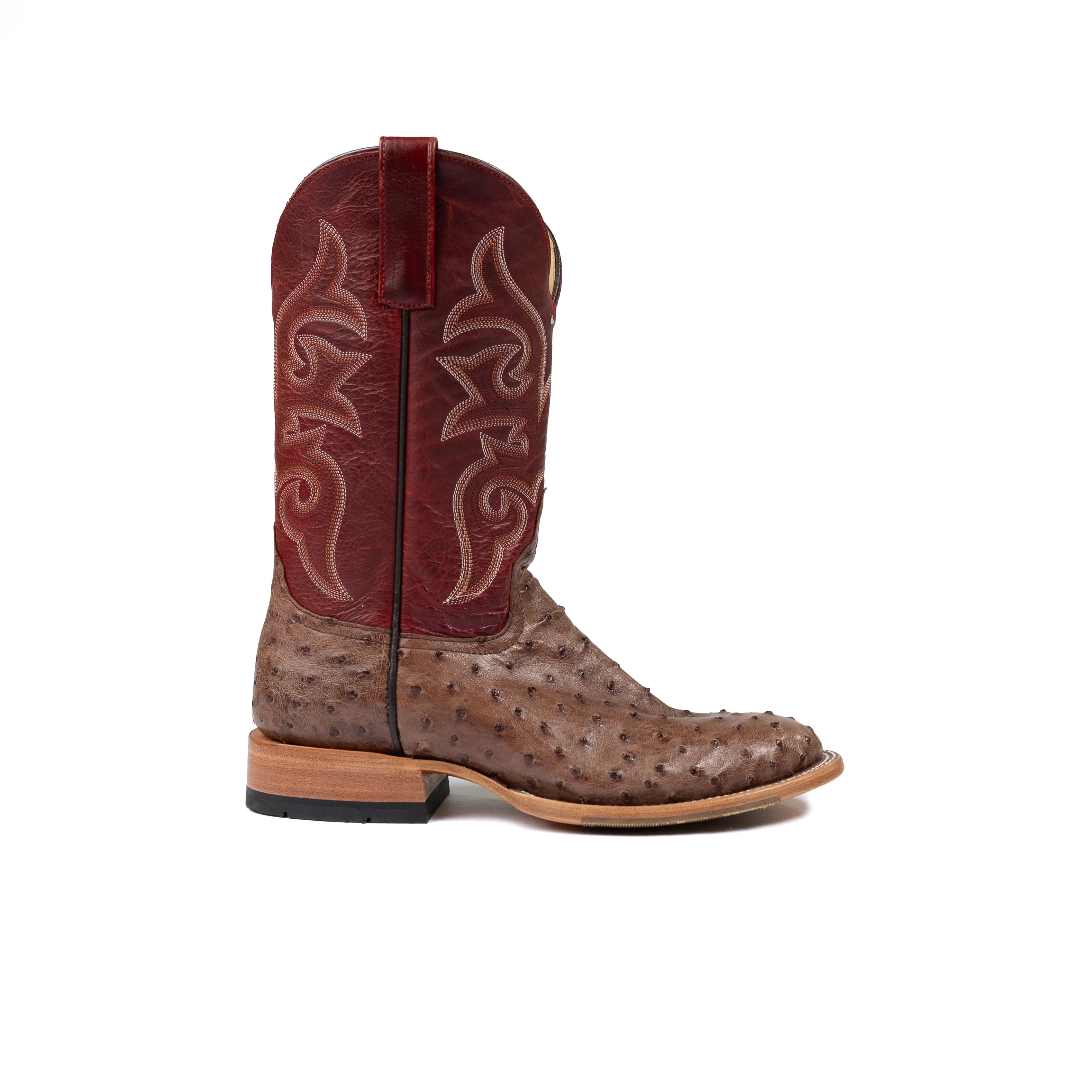 Men's Horse Power Top Hand Kango Tobacco Full Quill Ostrich with 11" Red New Orleans Top HP6017