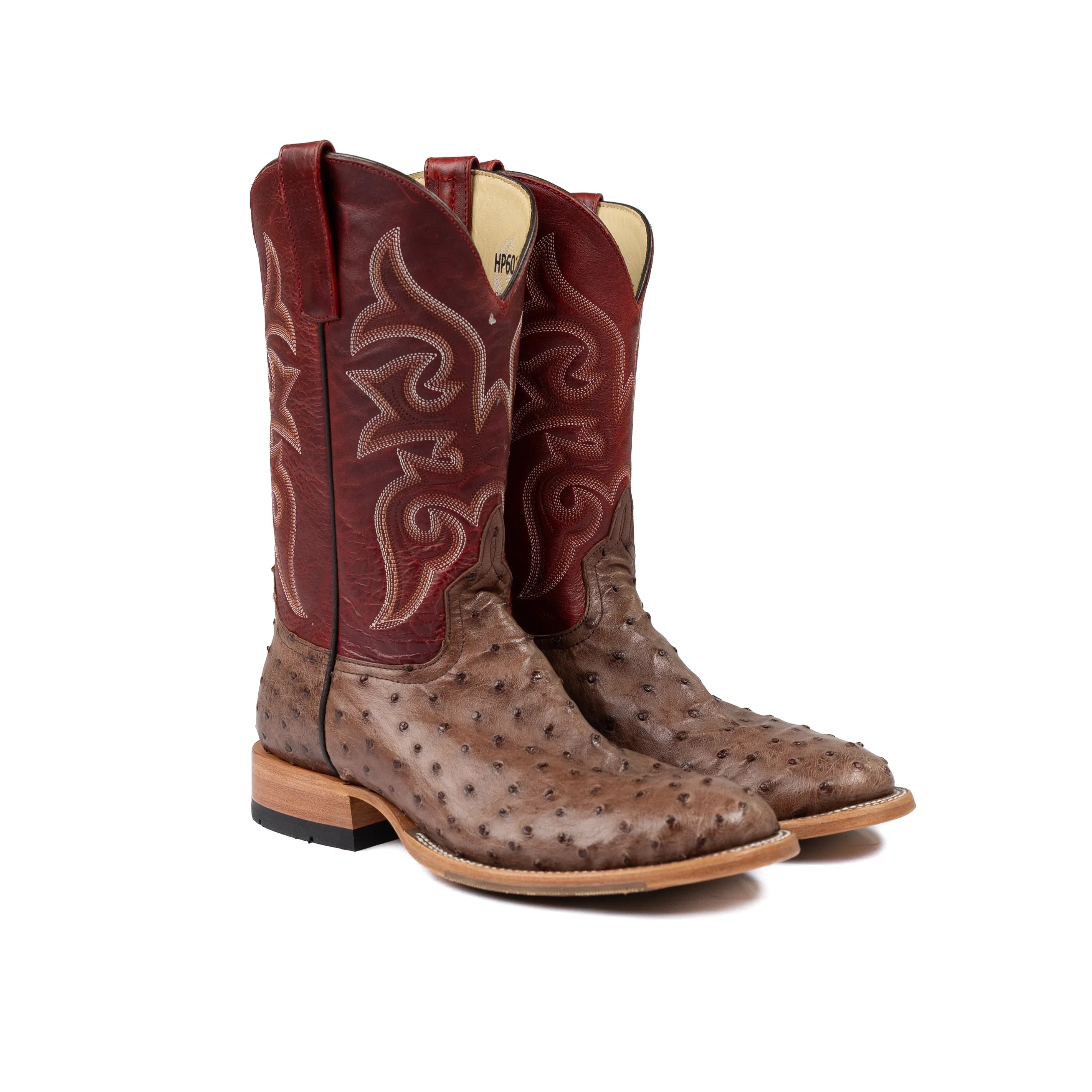 Men's Horse Power Top Hand Kango Tobacco Full Quill Ostrich with 11" Red New Orleans Top HP6017