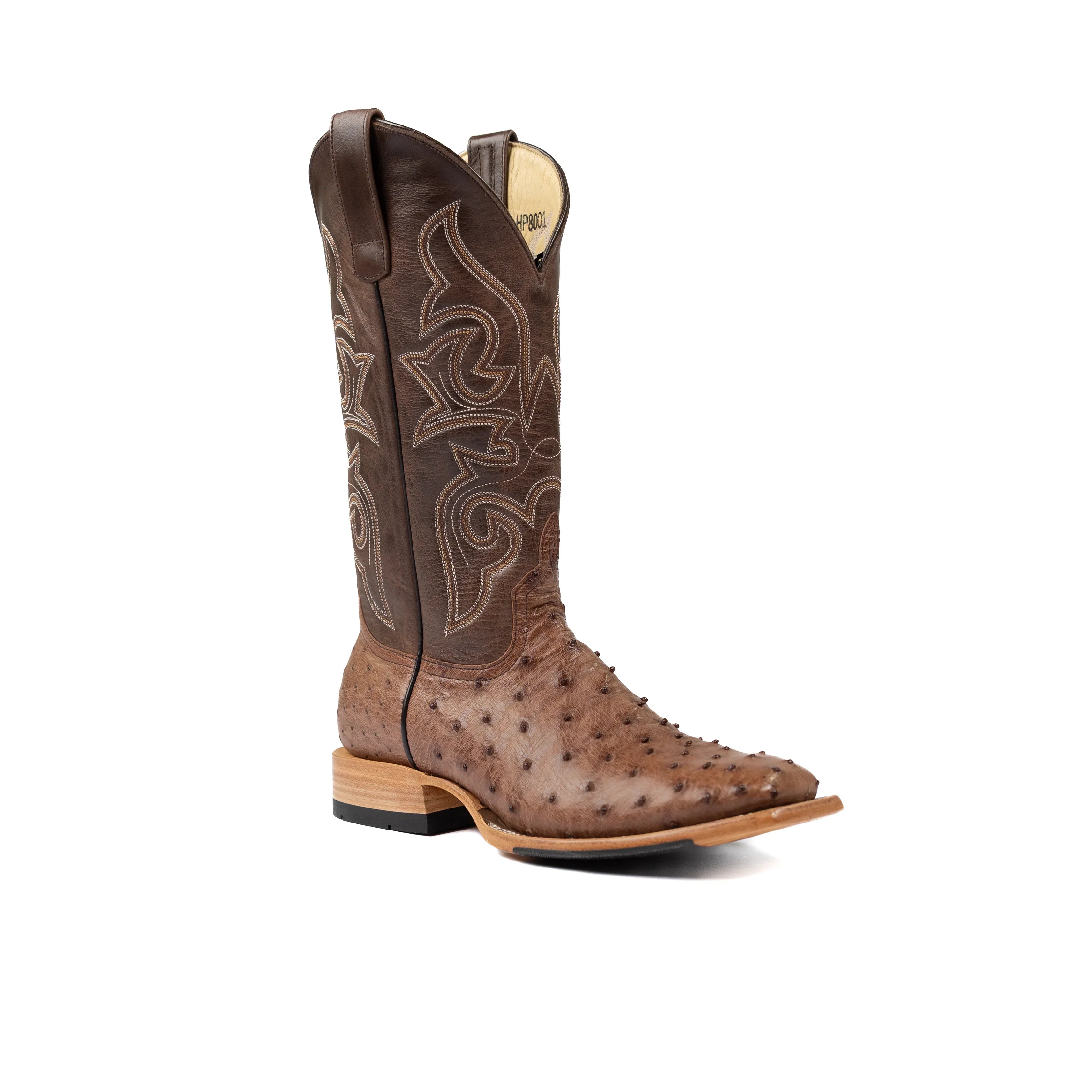 Men's Horse Power Top Hand Kango Tobacco Full Quill Ostrich with 13" Chocolate Pull Up Top HP8001