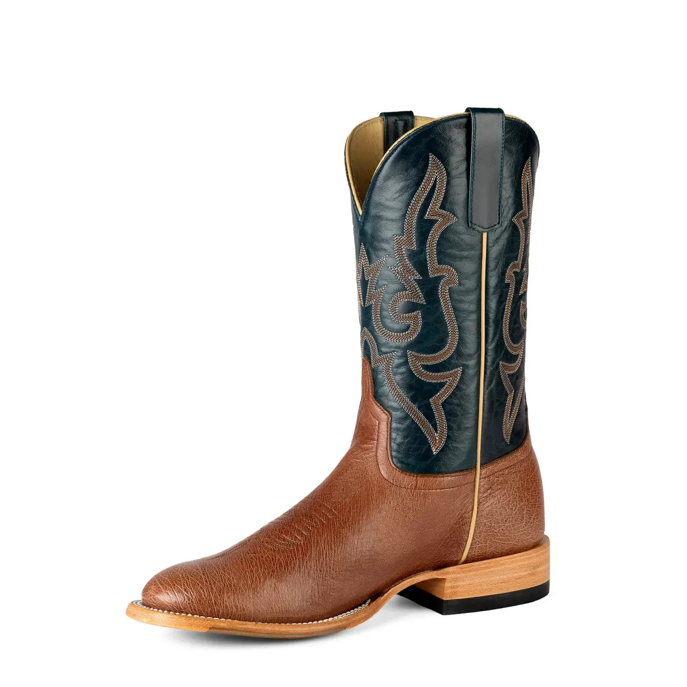 Men's Horse Power Top Hand Rum Brown Smooth Quill Ostrich with 11" Navy Top HP6015