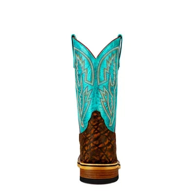 Men's Horsepower Cognac Elephant print with 12" Turquoise Barcelona Top HPW2502 - Crazy House Western Wear