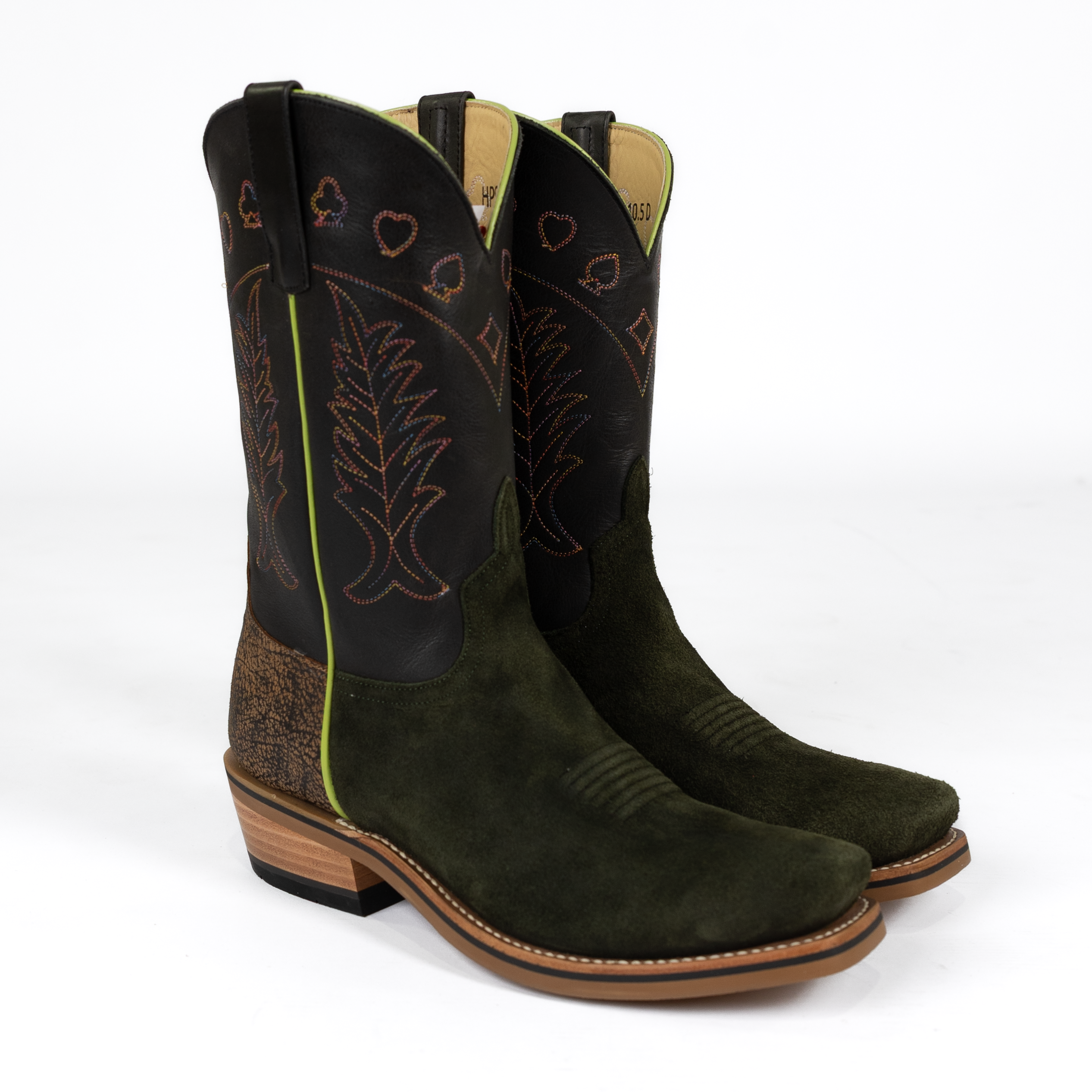 Men's Horsepower High Noon Green Suede Cutter Toe Boots HP9519