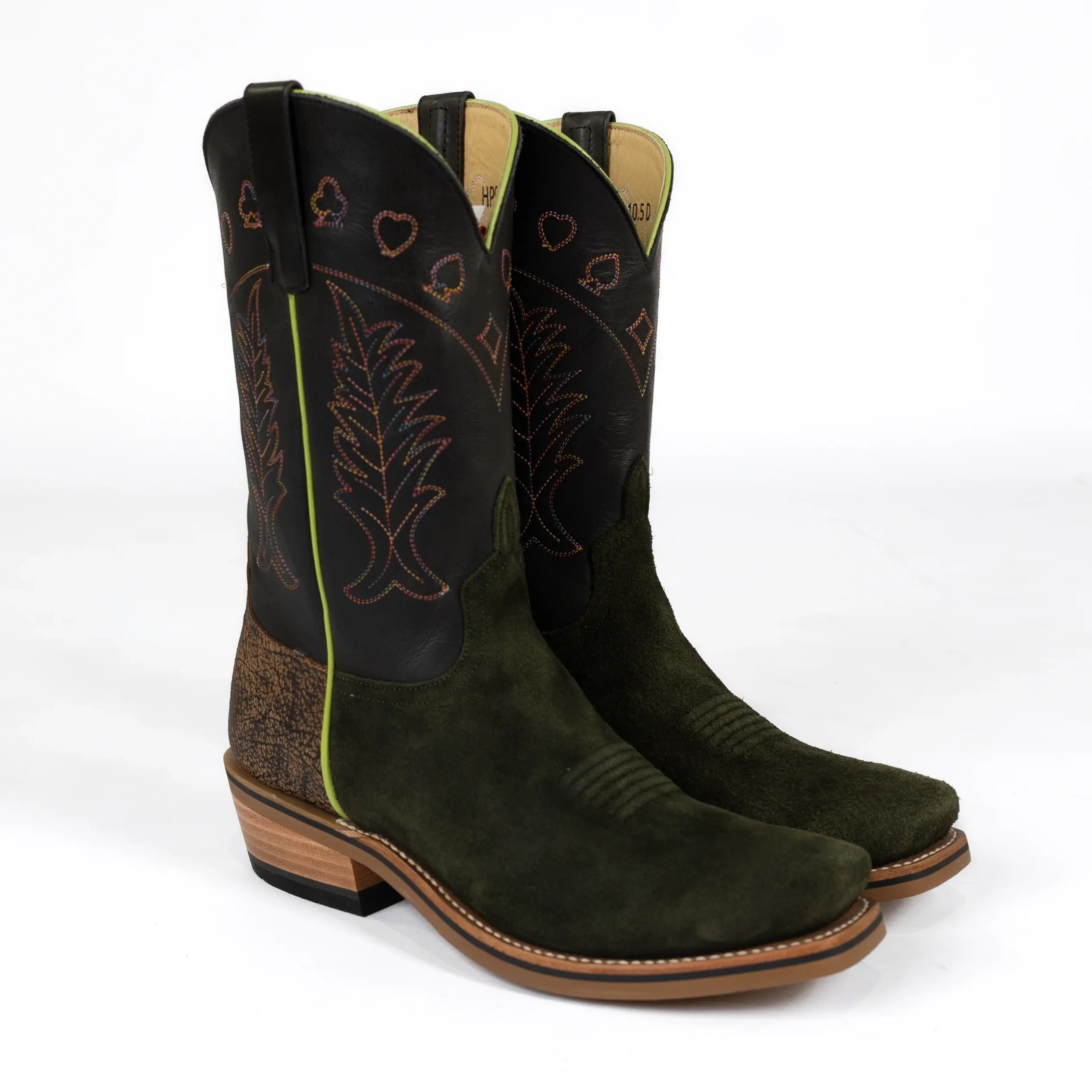 Men's Horsepower High Noon Green Suede Cutter Toe Boots HP9519