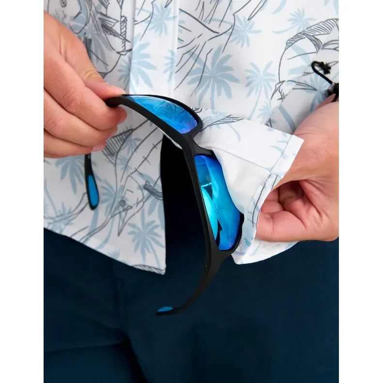Men's Huk Blue Shadow Palm Slam KC Kona Button-Down H1500192-418
