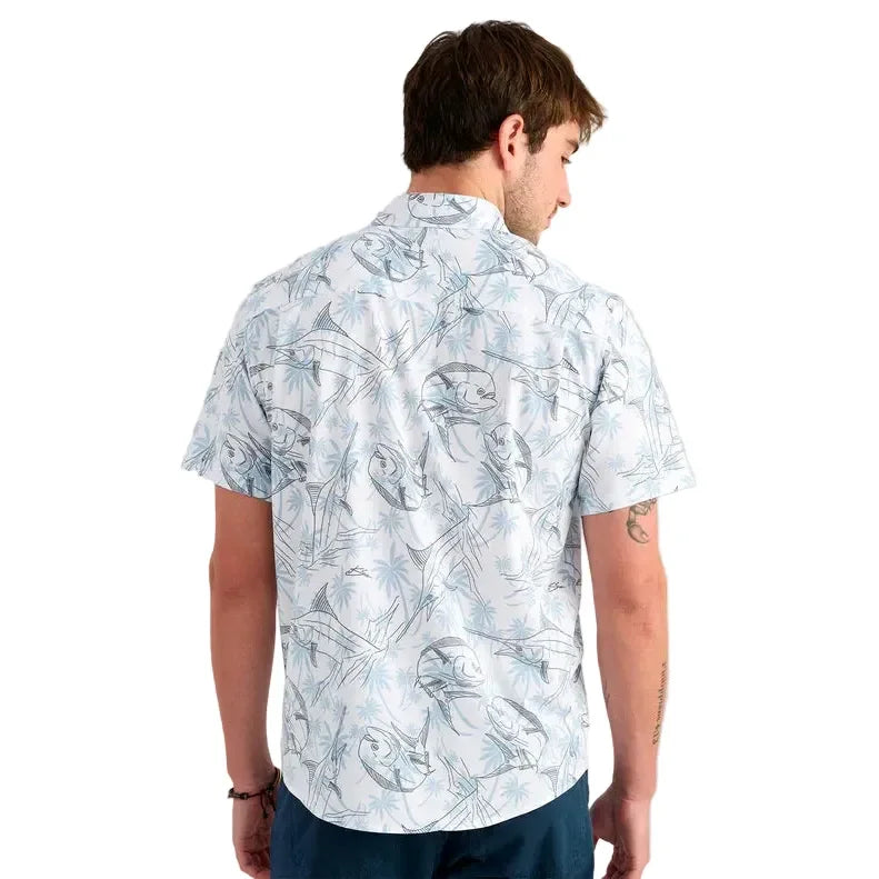 Men's Huk Blue Shadow Palm Slam KC Kona Button-Down H1500192-418