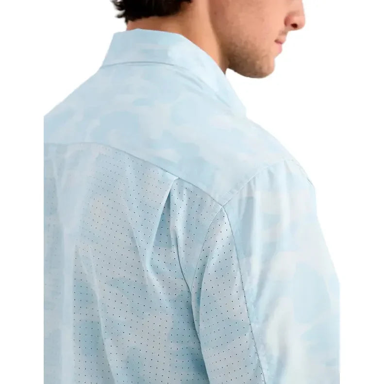 Men's Huk Coastal Drift Camo Tide Point Short Sleeve Button-Down H1500220-425