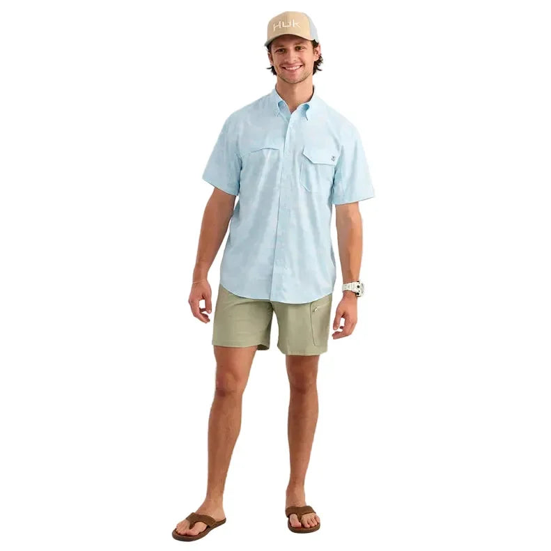 Men's Huk Coastal Drift Camo Tide Point Short Sleeve Button-Down H1500220-425