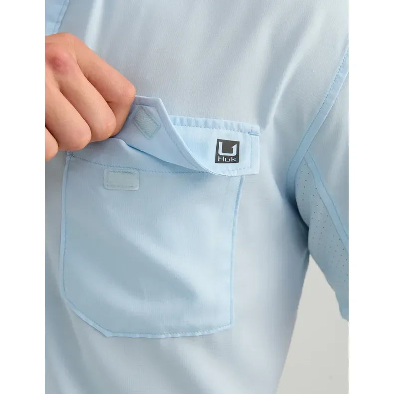 Men's Huk Coastal Drift Tide Point Short Sleeve Button-Down H1500171-425