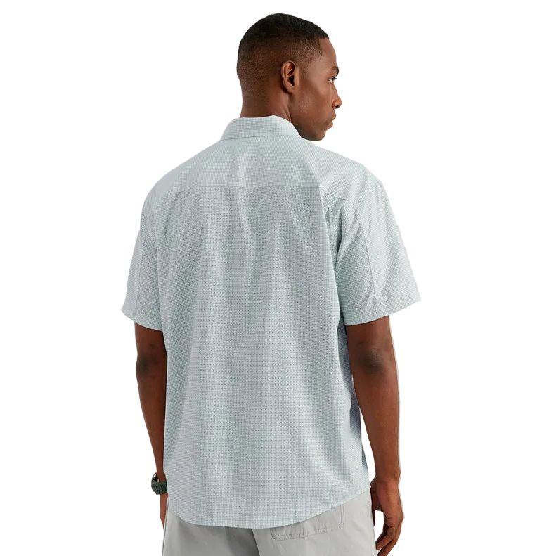 Men's Huk Heron Blue Mini Check Tide Point Short Sleeve Button-Down H1500220-395