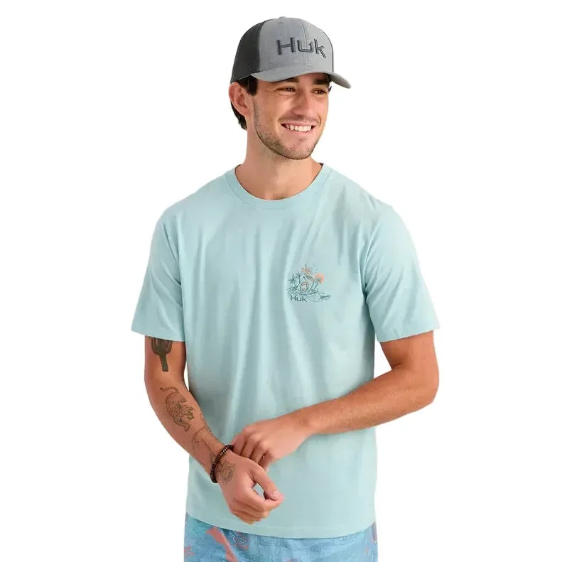 Men's Huk Heron Blue Sun Draft T-shirt H1000584-395