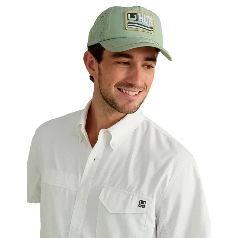 Men's Huk Pale Algae Mini Check Tide Point Short Sleeve Button-DownH1500220-384