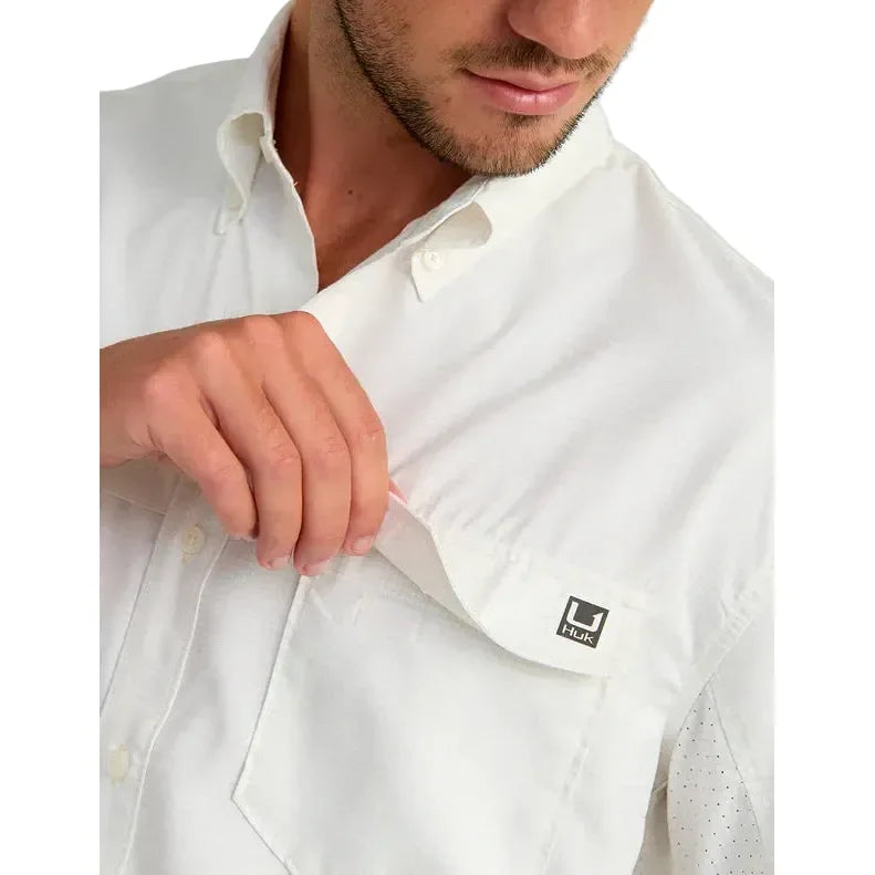 Men's Huk Pale Algae Mini Check Tide Point Short Sleeve Button-DownH1500220-384