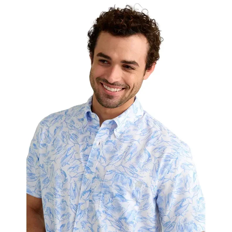 Men's Huk Regatta Fish Chaos KC Kona Button-Down Shirt H1500192-431