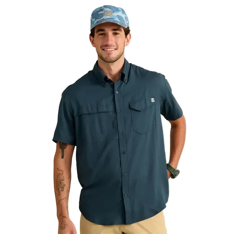 Men's Huk Sea Storm Tide Point Short Sleeve Button-Down H1500171-408