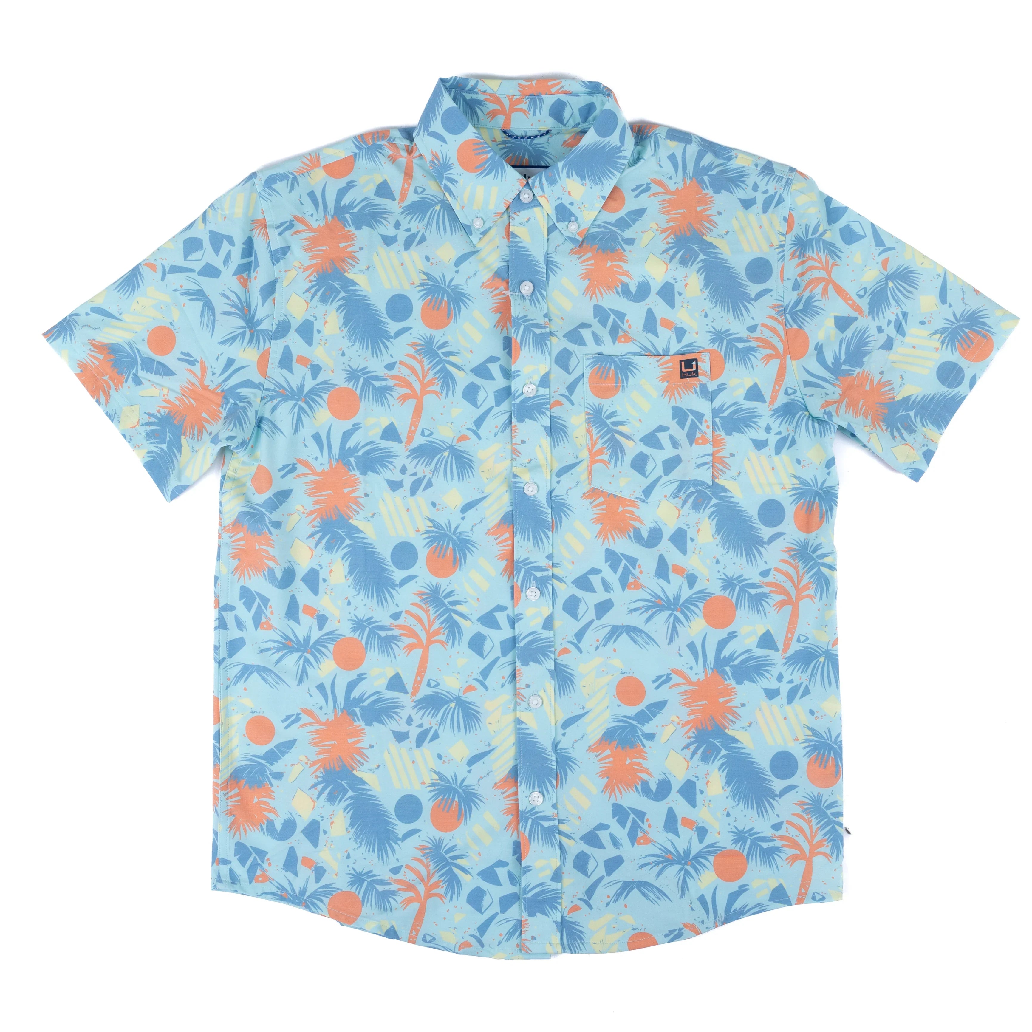 Men's Huk Short Sleeve Kona Button Up Caicos Printed Shirt H1500212-414