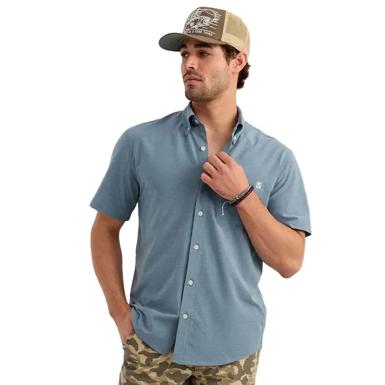 Men's Huk Stormy Blue Kona Button-Down Shirt H1500154-415