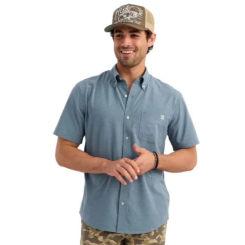 Men's Huk Stormy Blue Kona Button-Down Shirt H1500154-415