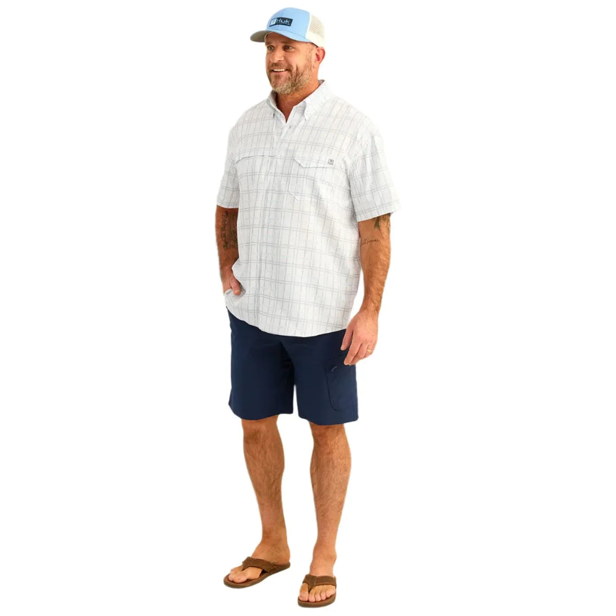 Men's Huk Tide Point Short Sleeve Button-Down H1500220-454 - Crazy House Western Wear