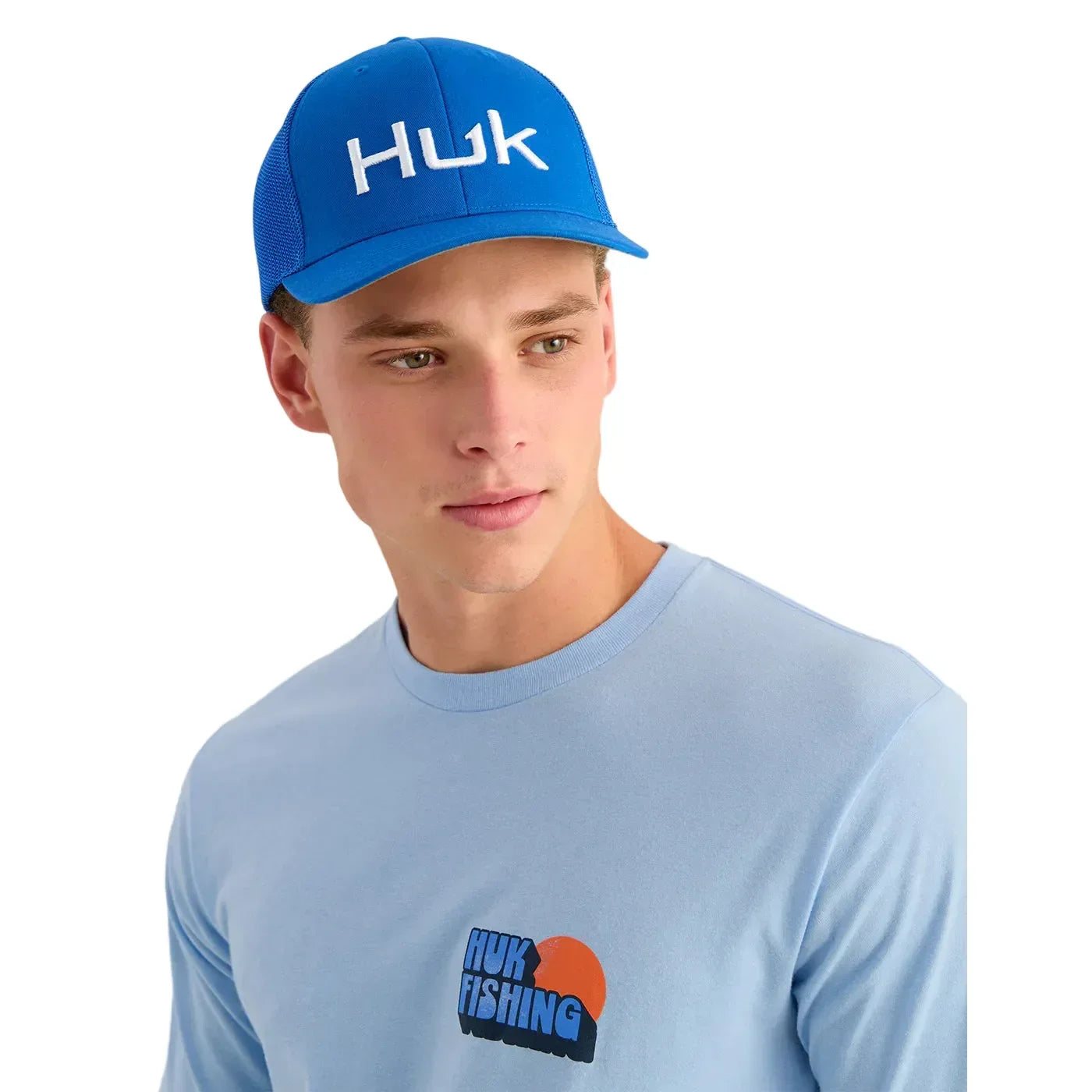 Men's Huk Vessel Blue Embroidered 110 Trucker Hat H3000523-430