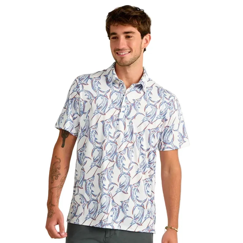 Men's Huk White Swordfish Pursuit Performance Polo H1200634-117