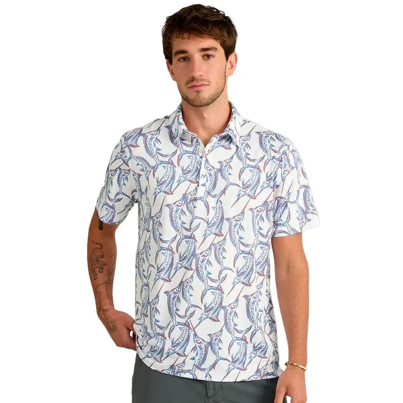 Men's Huk White Swordfish Pursuit Performance Polo H1200634-117