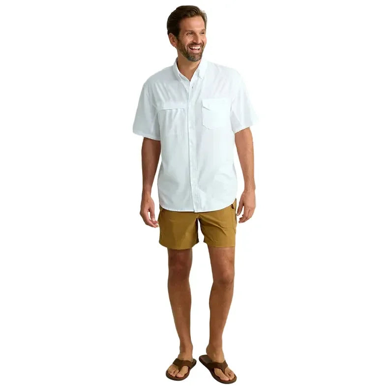Men's Huk White Tide Point Short Sleeve Button Up H1500171-100