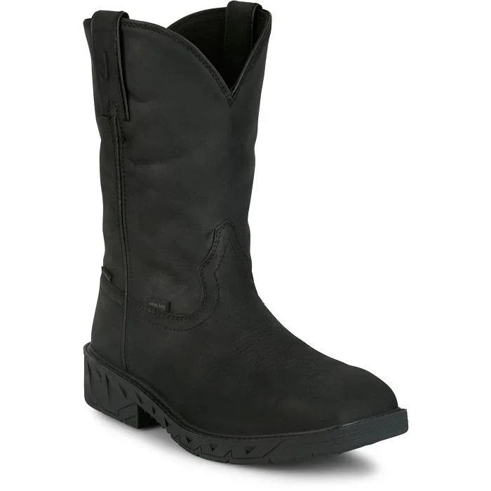Men's Justin 11" Waterproof Steel Toe Black Boots PD4065