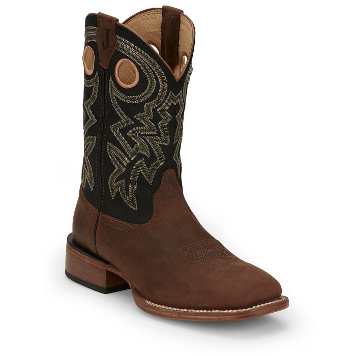 Men's Justin Big News Brown Wide Square Toe Boots FN7021 – Crazy