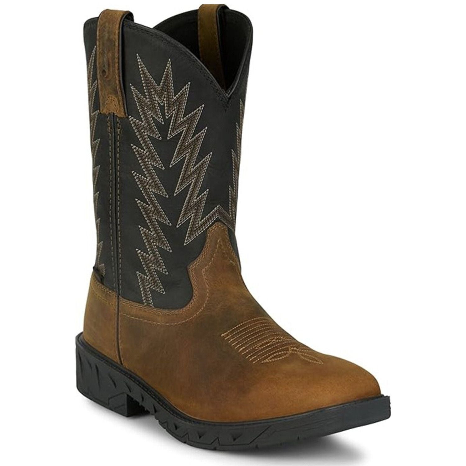 Men's Justin Taskmaker Brown Pull-on Square Steel Toe Boots PD4073