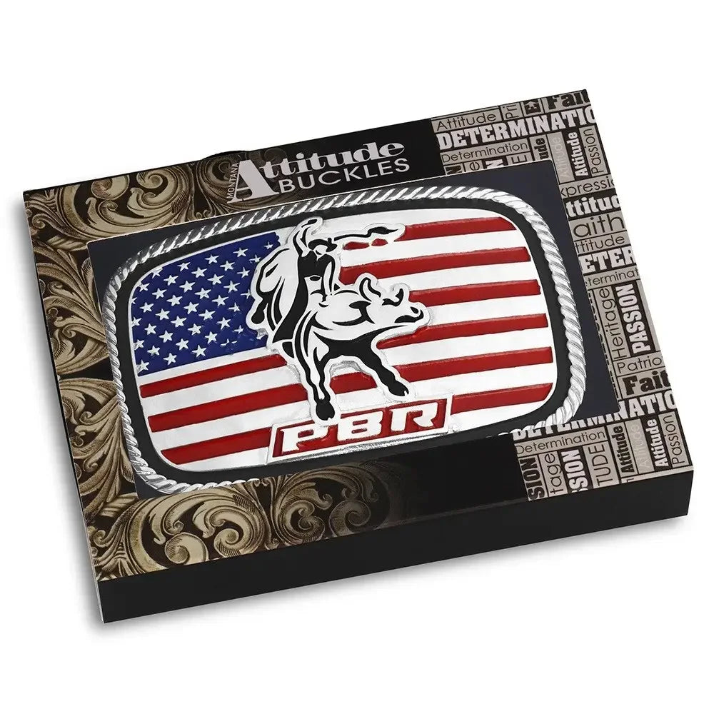 Men's Montana Silversmiths America Loves Bull Riding PBR Buckle A1090PBR