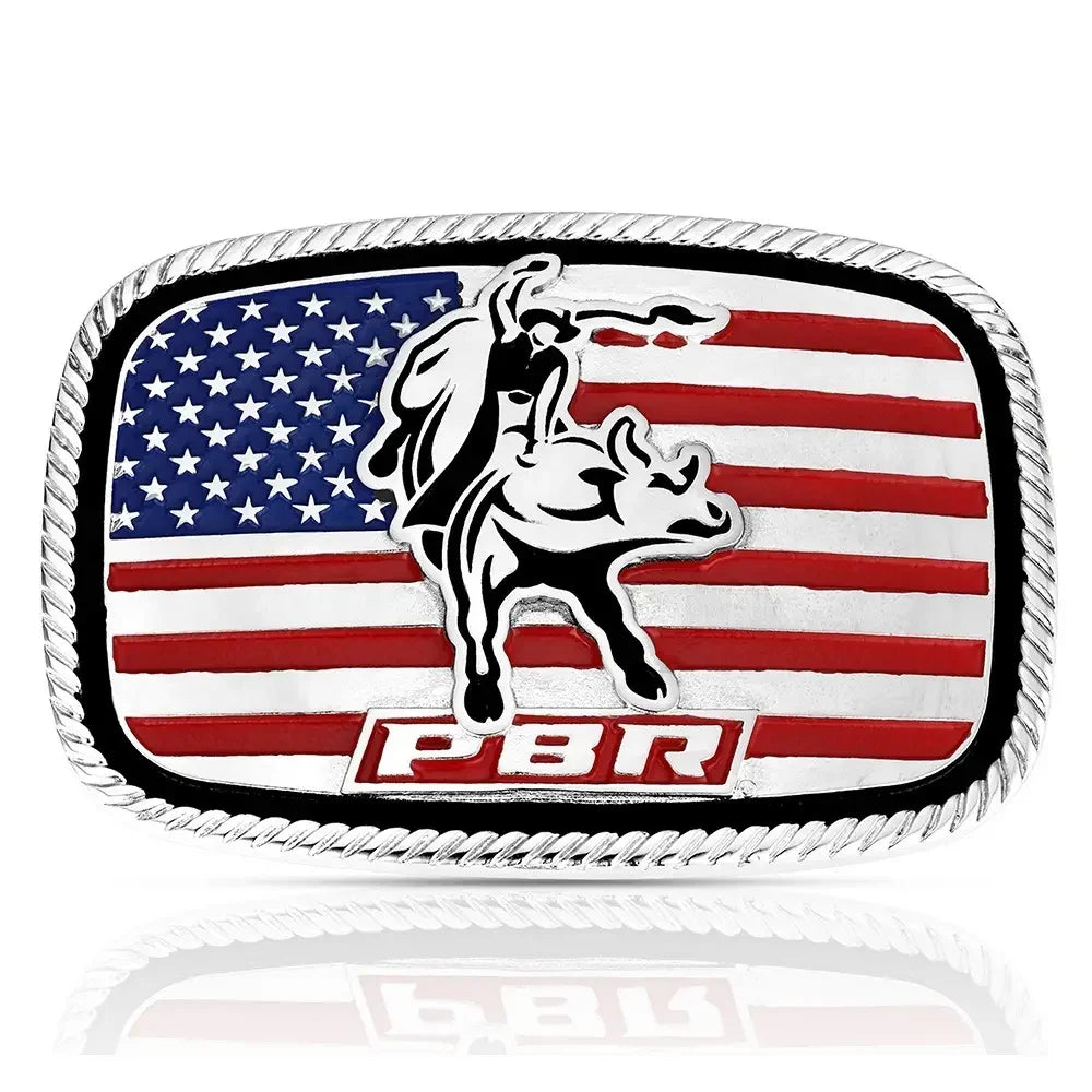 Men's Montana Silversmiths America Loves Bull Riding PBR Buckle A1090PBR