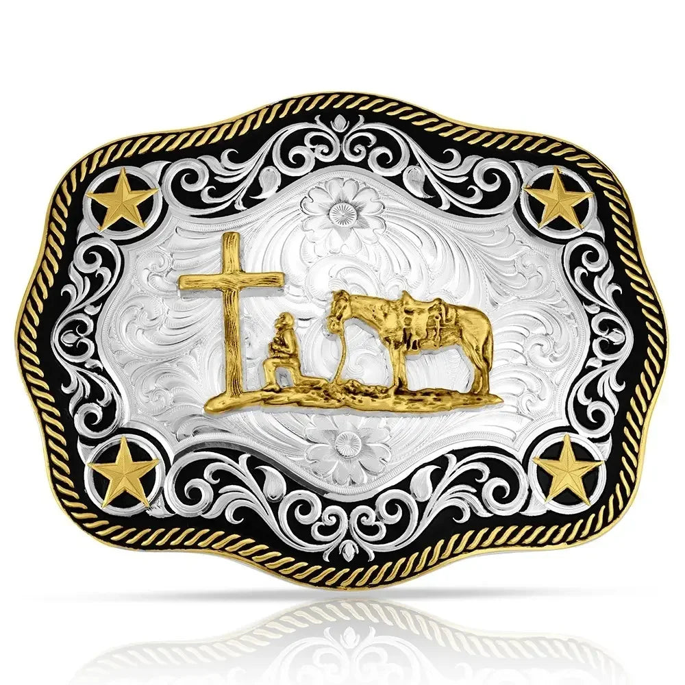 Men's Montana Silversmiths Four Star Buckle with Christian Cowboy 57610-731