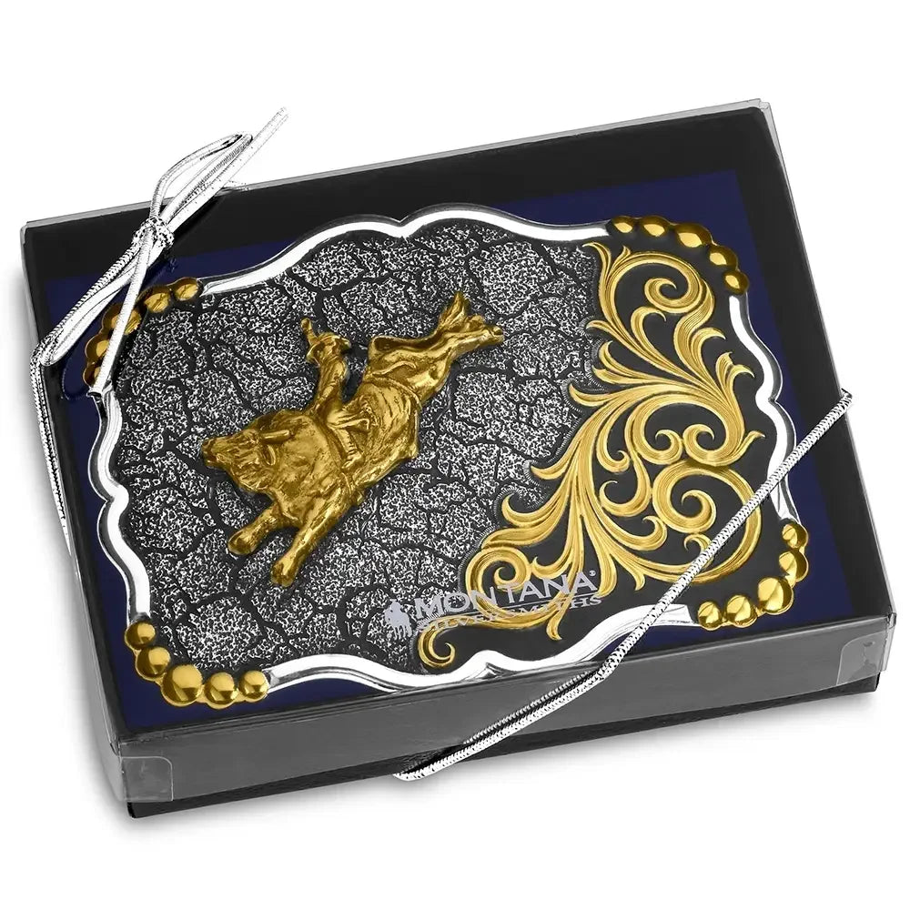Men's Montana Silversmiths Shadow Mesa Cracked Earth Buckle with Bull Rider 58510-528