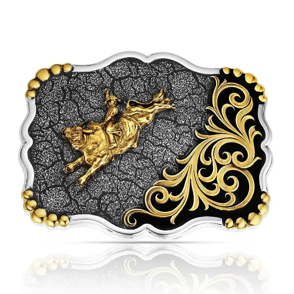 Men's Montana Silversmiths Shadow Mesa Cracked Earth Buckle with Bull Rider 58510-528